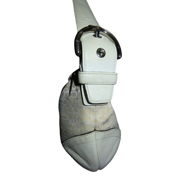 Coach 2003 Cream & White Canvas and Leather Signature Demi Baguette Shoulder Bag - Picture 3 of 12